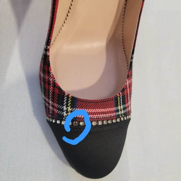 J. Crew Red and Black Stewart Tartan Plaid Heels - Picture 8 of 8